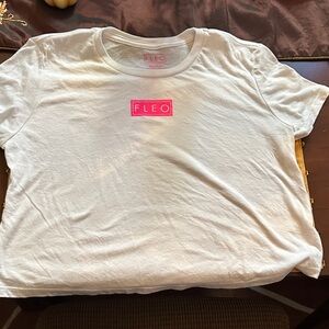 Fleo White Tee with Vibrant Pink Logo